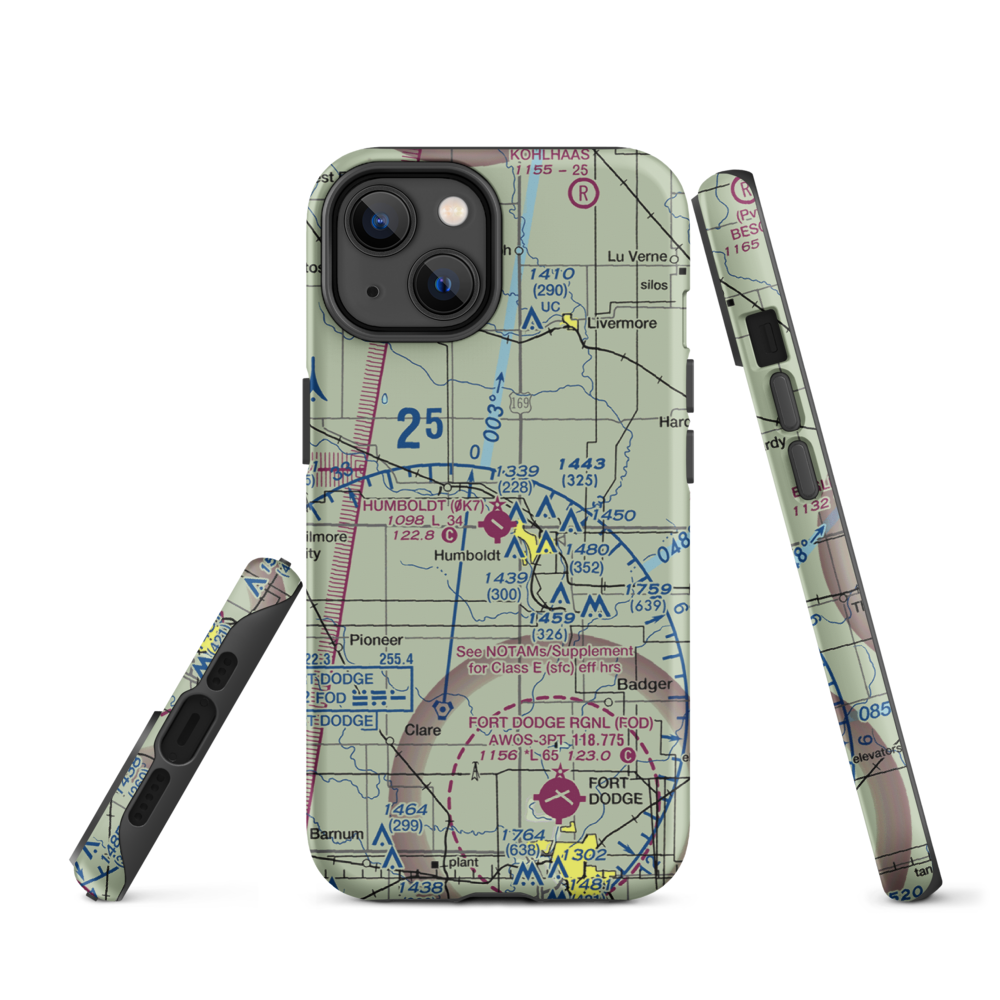 Humboldt Municipal Airport (0K7) VFR Sectional  Tough iPhone Case iPhone 14 model shown