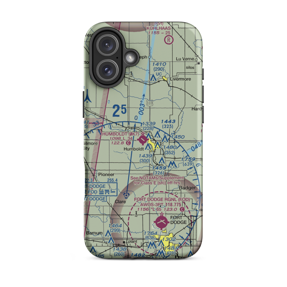 Humboldt Municipal Airport (0K7) VFR Sectional  Tough iPhone Case iPhone 16 Plus model shown