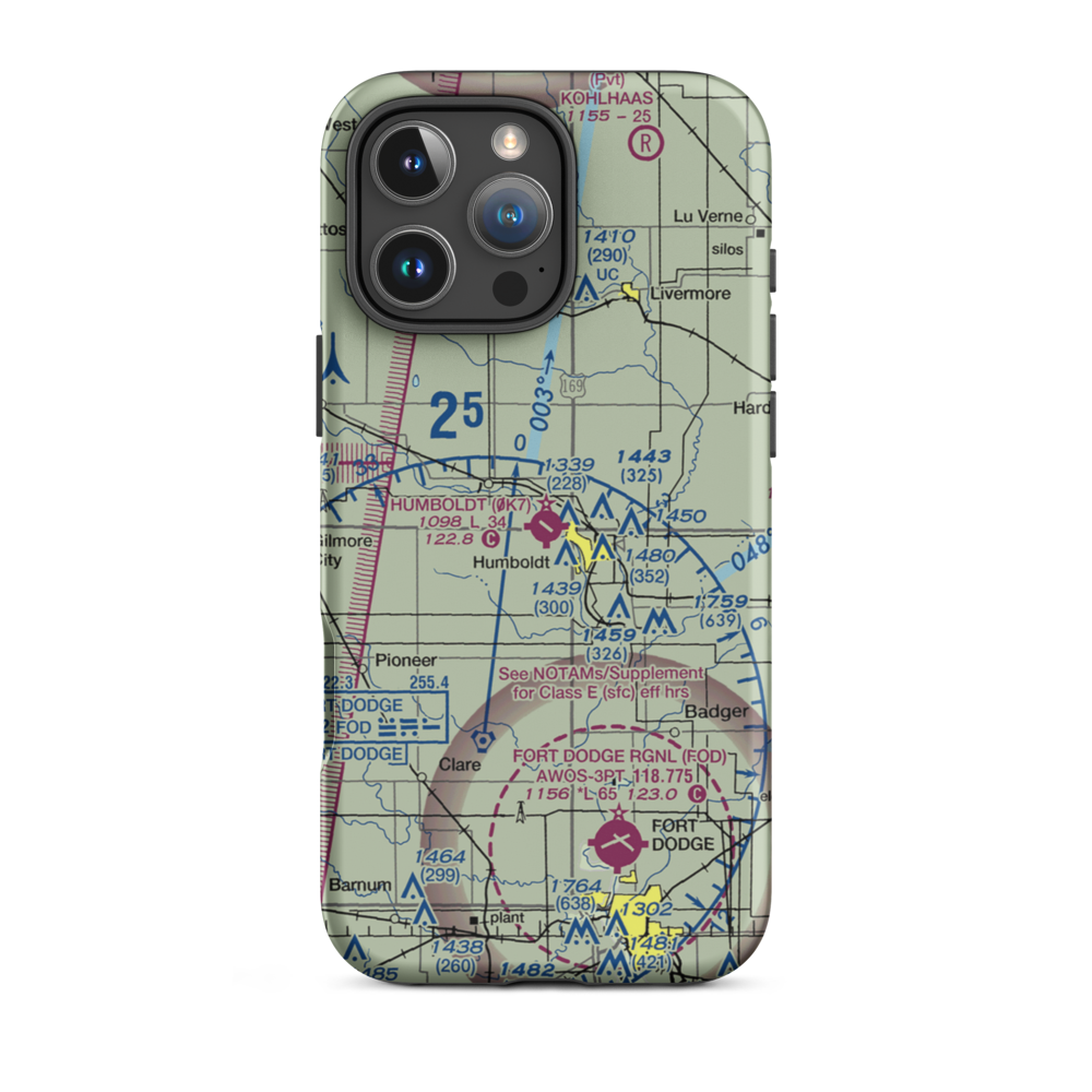 Humboldt Municipal Airport (0K7) VFR Sectional  Tough iPhone Case iPhone 16 Pro Max model shown