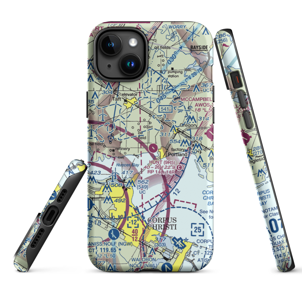 Hunt Airport (9R5) VFR Sectional  Tough iPhone Case iPhone 15 Plus model shown