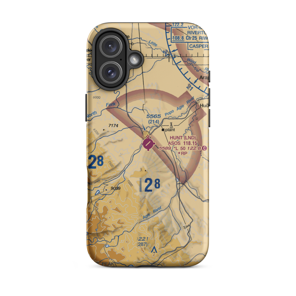 Hunt Field (LND) VFR Sectional  Tough iPhone Case iPhone 16 Plus model shown