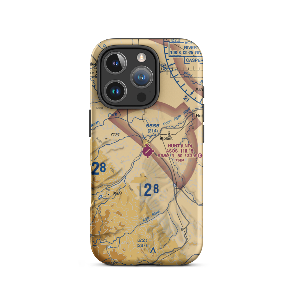 Hunt Field (LND) VFR Sectional  Tough iPhone Case iPhone 16 Pro model shown