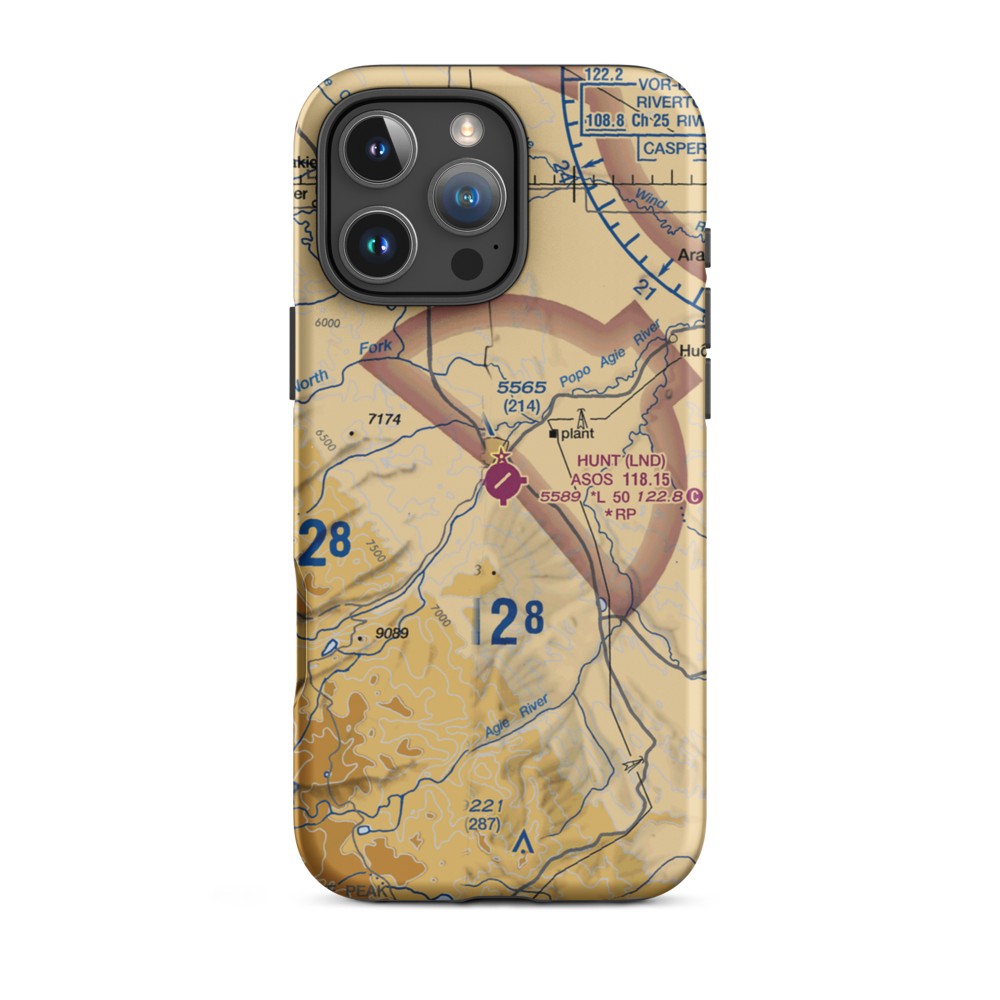 Hunt Field (LND) VFR Sectional  Tough iPhone Case iPhone 16 Pro Max model shown