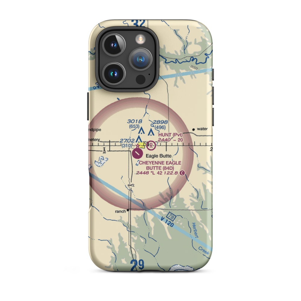 Hunt Field (SD47) VFR Sectional  Tough iPhone Case iPhone 16 Pro Max model shown