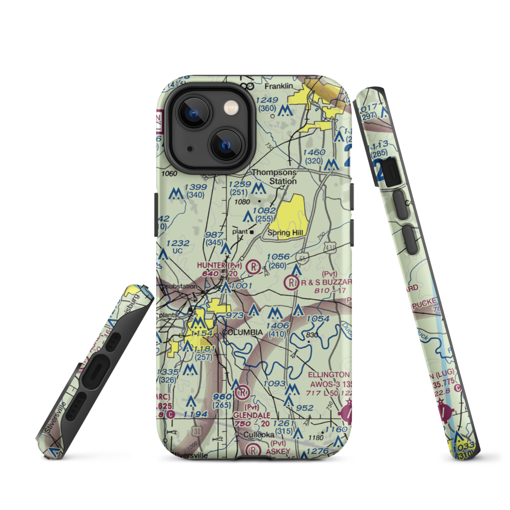 Hunter STOLport (06TN) VFR Sectional  Tough iPhone Case iPhone 14 model shown