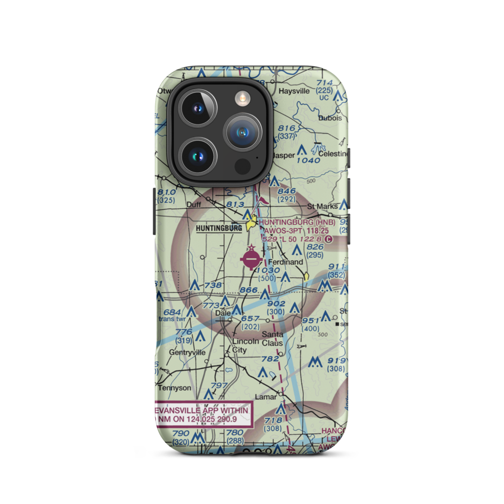 Huntingburg Airport (HNB) VFR Sectional  Tough iPhone Case iPhone 16 Pro model shown