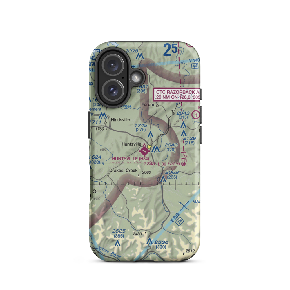 Huntsville Municipal Airport (H34) VFR Sectional  Tough iPhone Case iPhone 16 model shown