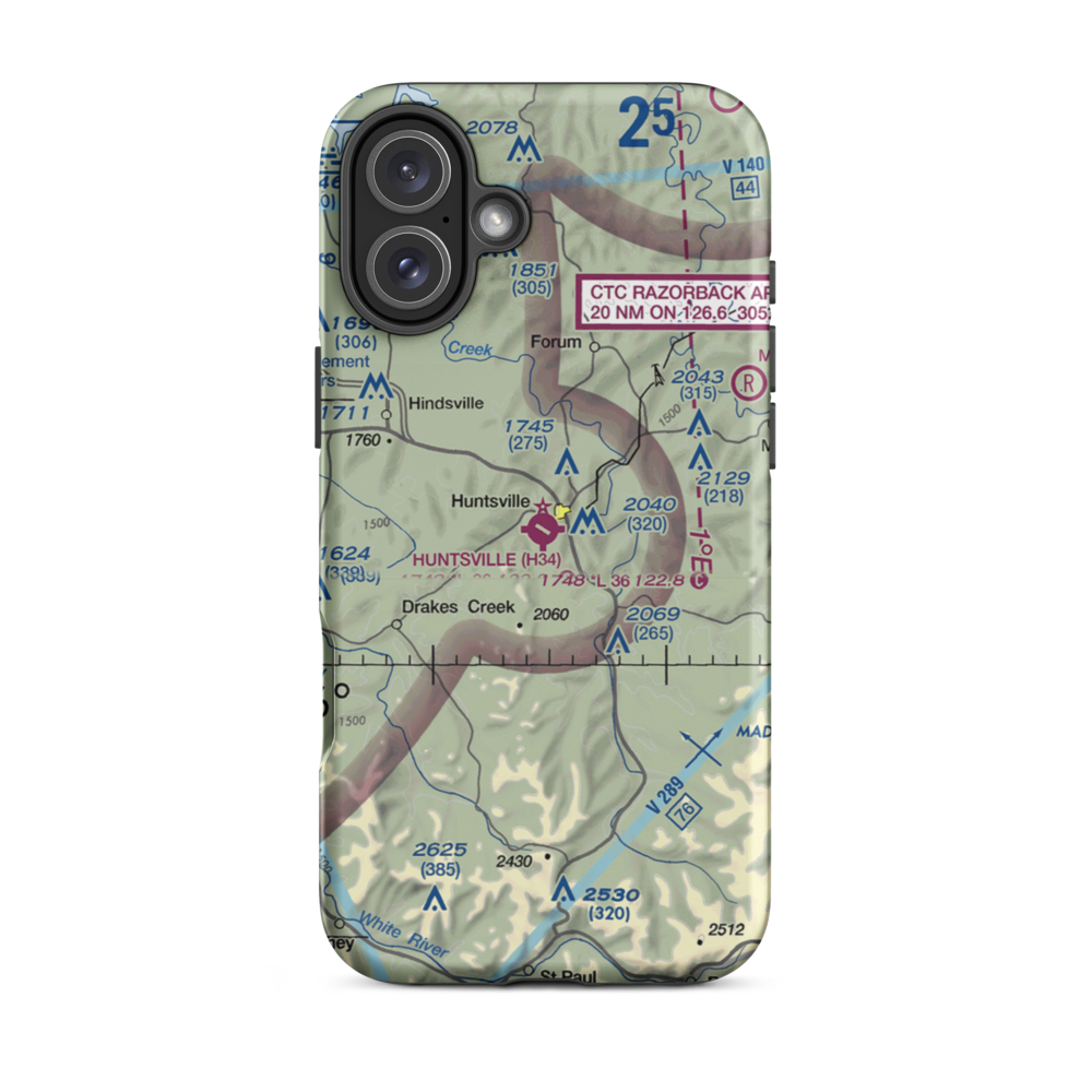 Huntsville Municipal Airport (H34) VFR Sectional  Tough iPhone Case iPhone 16 Plus model shown