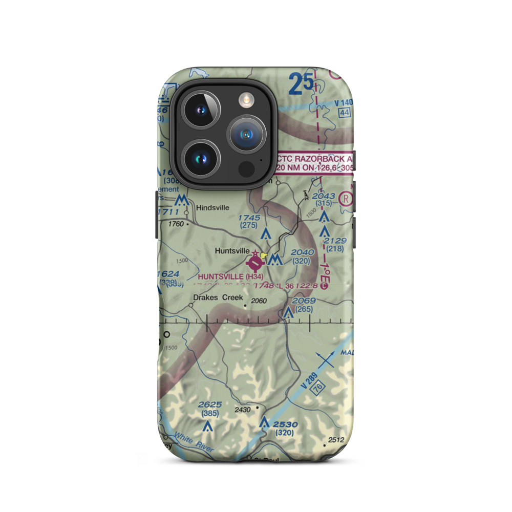 Huntsville Municipal Airport (H34) VFR Sectional  Tough iPhone Case iPhone 16 Pro model shown