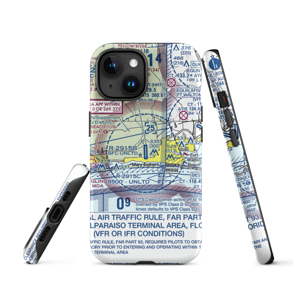 Hurlburt Field (HRT) VFR Sectional  Tough iPhone Case iPhone 15 model shown