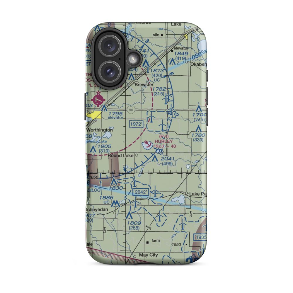 Hurley Memorial Seaport (74MN) VFR Sectional  Tough iPhone Case iPhone 16 Plus model shown