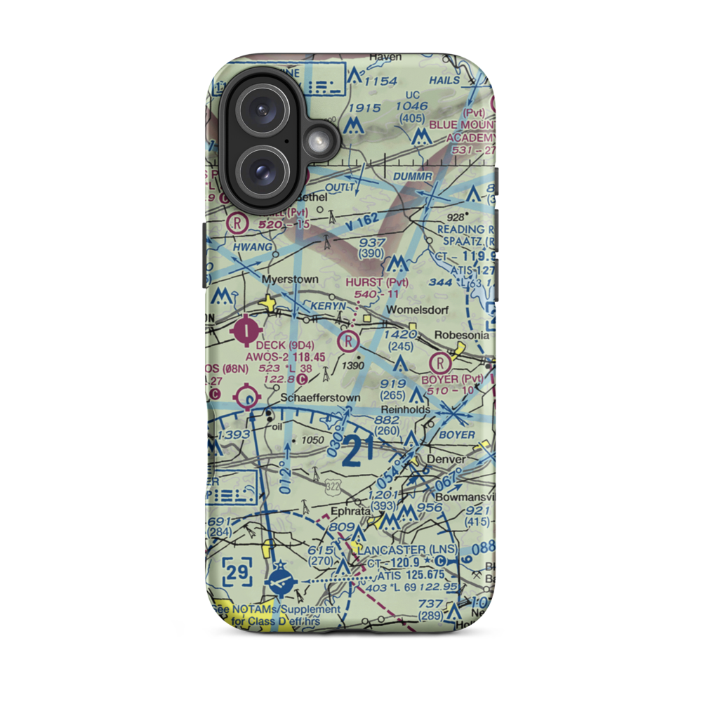 Hurst Airport (69PA) VFR Sectional  Tough iPhone Case iPhone 16 Plus model shown