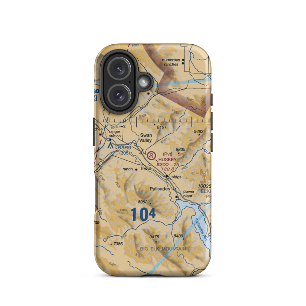 Huskey Airport (ID72) VFR Sectional  Tough iPhone Case iPhone 16 model shown