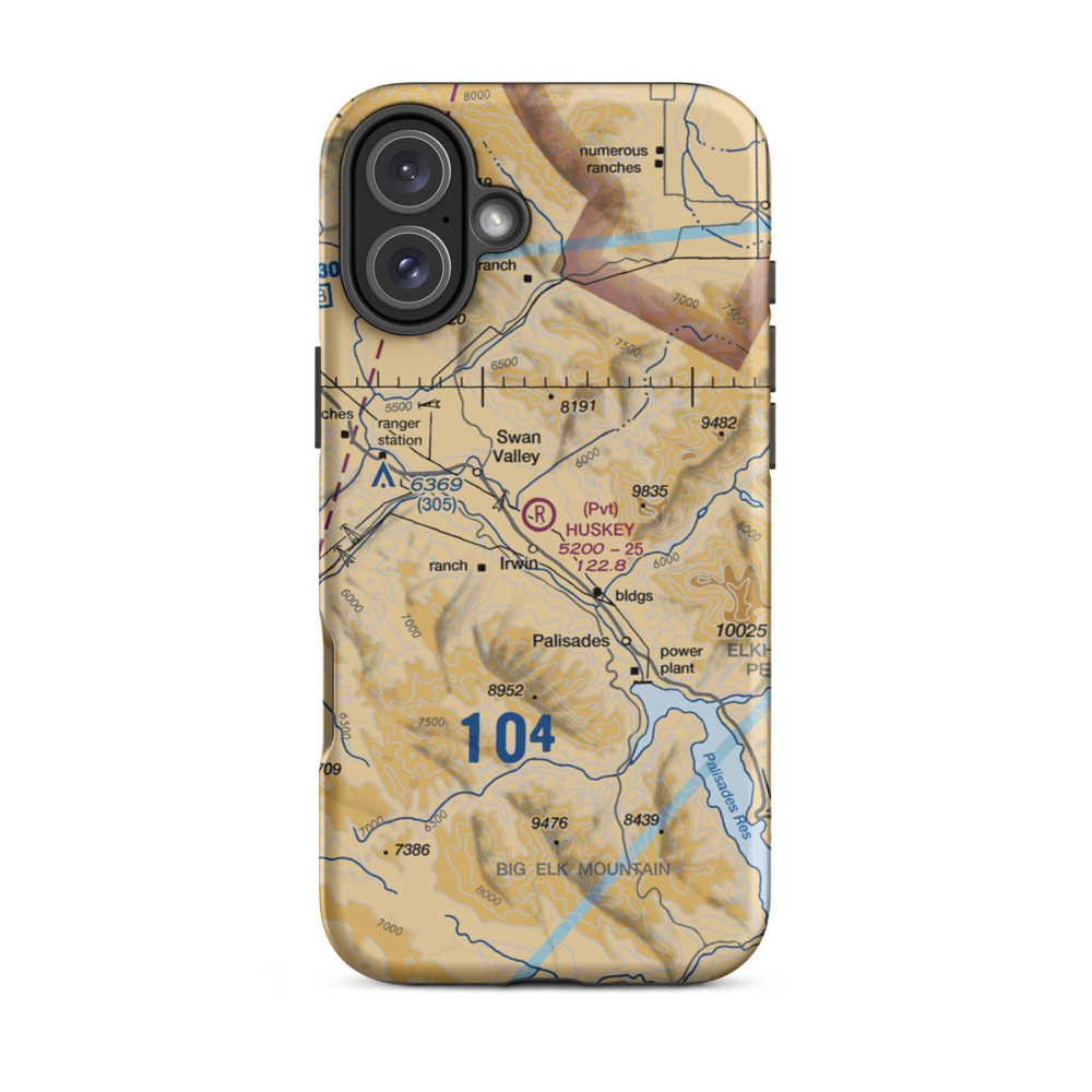 Huskey Airport (ID72) VFR Sectional  Tough iPhone Case iPhone 16 Plus model shown
