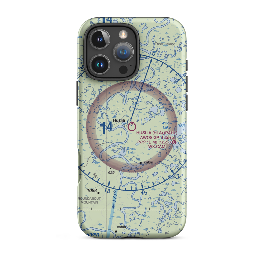 Huslia Airport (HLA) VFR Sectional  Tough iPhone Case iPhone 16 Pro Max model shown