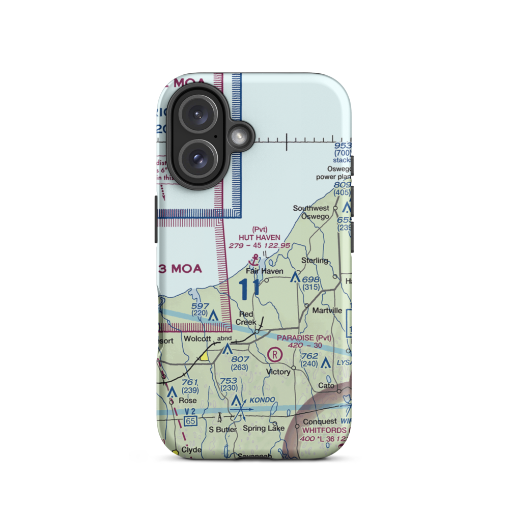 Hut Haven Seaplane Base (77NY) VFR Sectional  Tough iPhone Case iPhone 16 model shown
