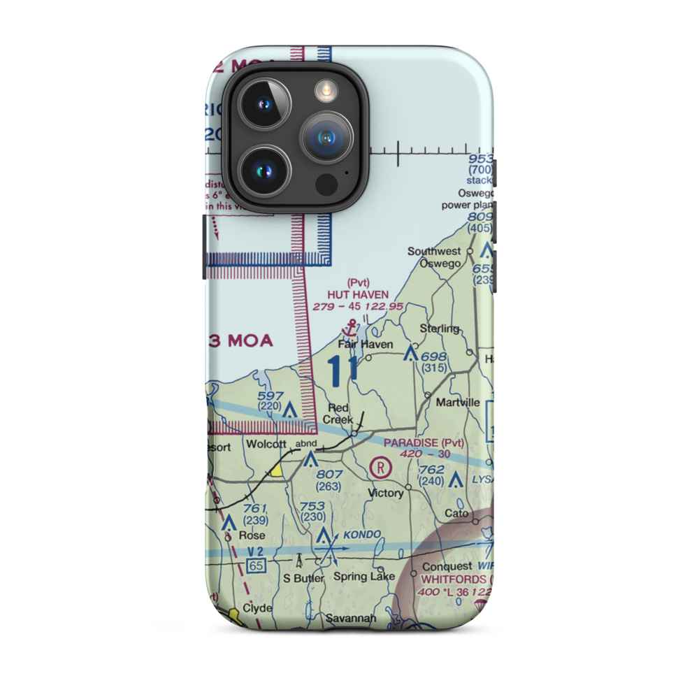 Hut Haven Seaplane Base (77NY) VFR Sectional  Tough iPhone Case iPhone 16 Pro Max model shown