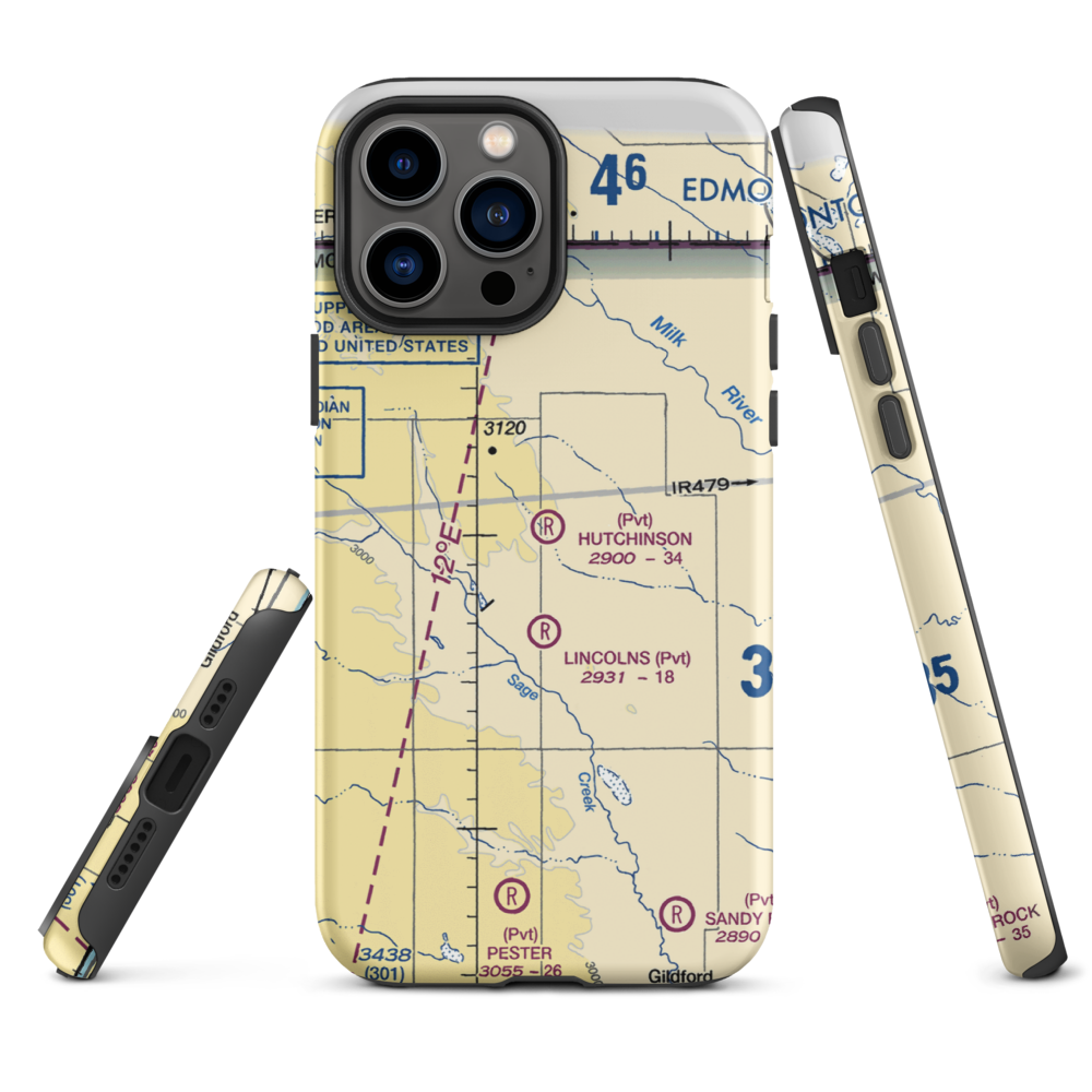 Hutchinson Airport (26MT) VFR Sectional  Tough iPhone Case iPhone 13 Pro Max model shown