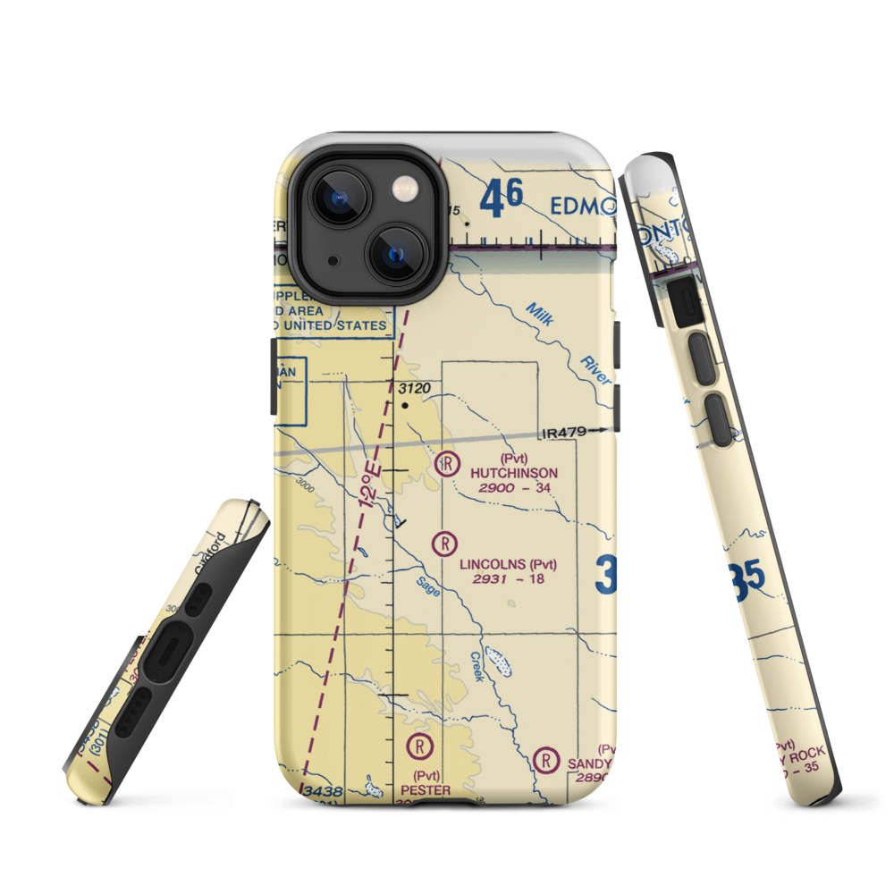 Hutchinson Airport (26MT) VFR Sectional  Tough iPhone Case iPhone 14 model shown