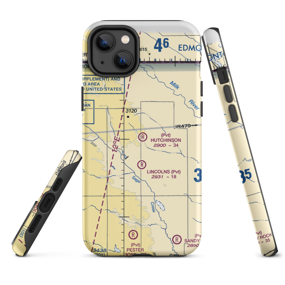 Hutchinson Airport (26MT) VFR Sectional  Tough iPhone Case iPhone 14 Plus model shown