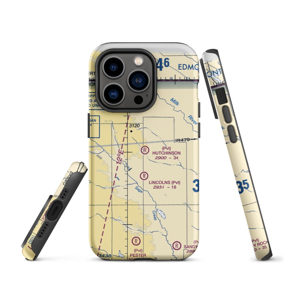 Hutchinson Airport (26MT) VFR Sectional  Tough iPhone Case iPhone 14 Pro model shown