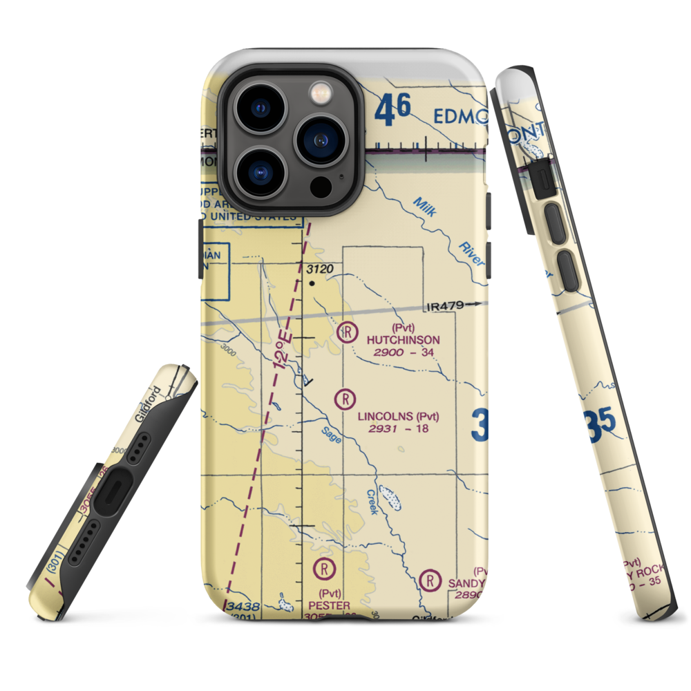 Hutchinson Airport (26MT) VFR Sectional  Tough iPhone Case iPhone 14 Pro Max model shown