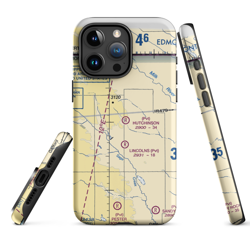 Hutchinson Airport (26MT) VFR Sectional  Tough iPhone Case iPhone 15 Pro Max model shown