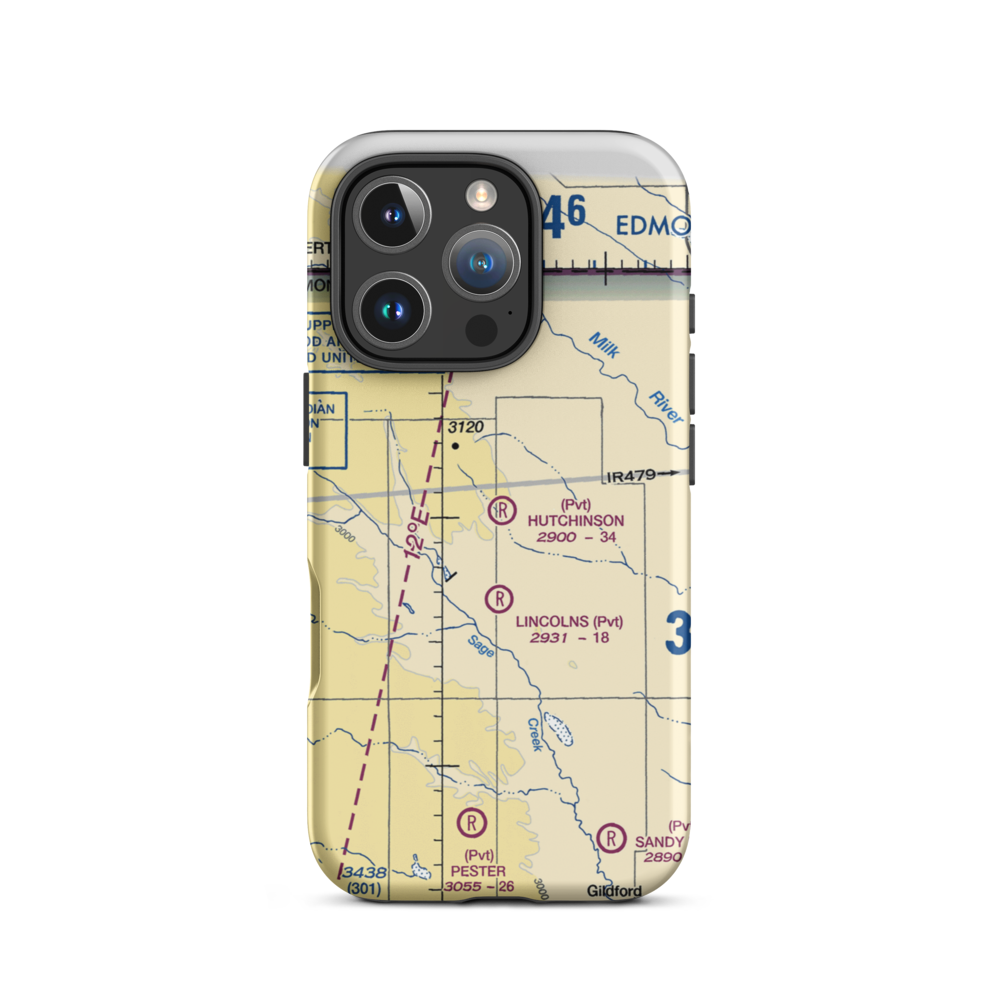 Hutchinson Airport (26MT) VFR Sectional  Tough iPhone Case iPhone 16 Pro model shown