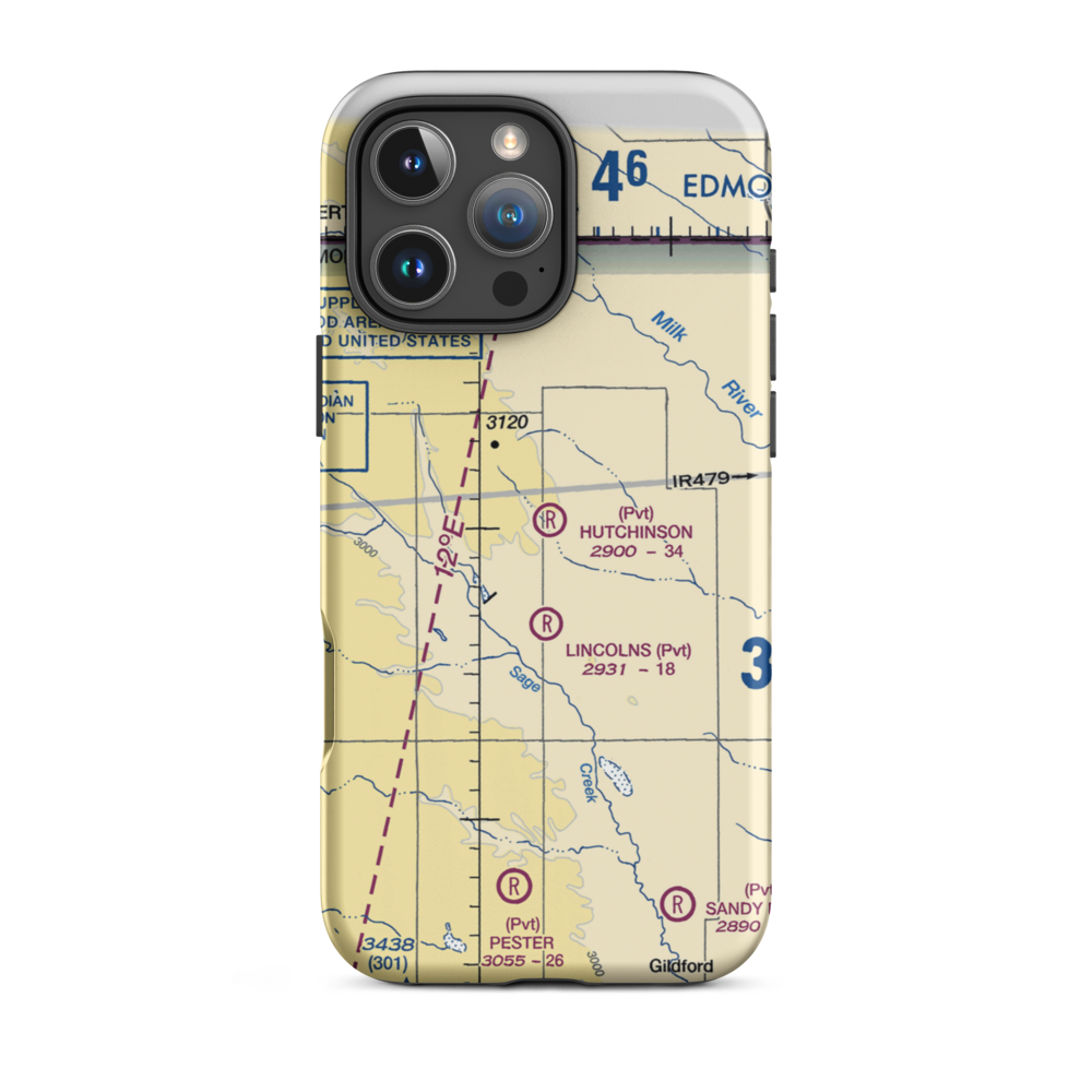 Hutchinson Airport (26MT) VFR Sectional  Tough iPhone Case iPhone 16 Pro Max model shown