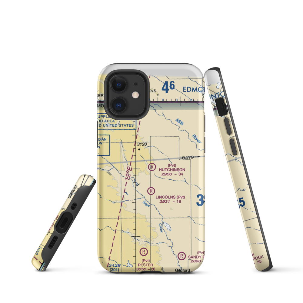 Hutchinson Airport (26MT) VFR Sectional  Tough iPhone Case iPhone 12 mini model shown