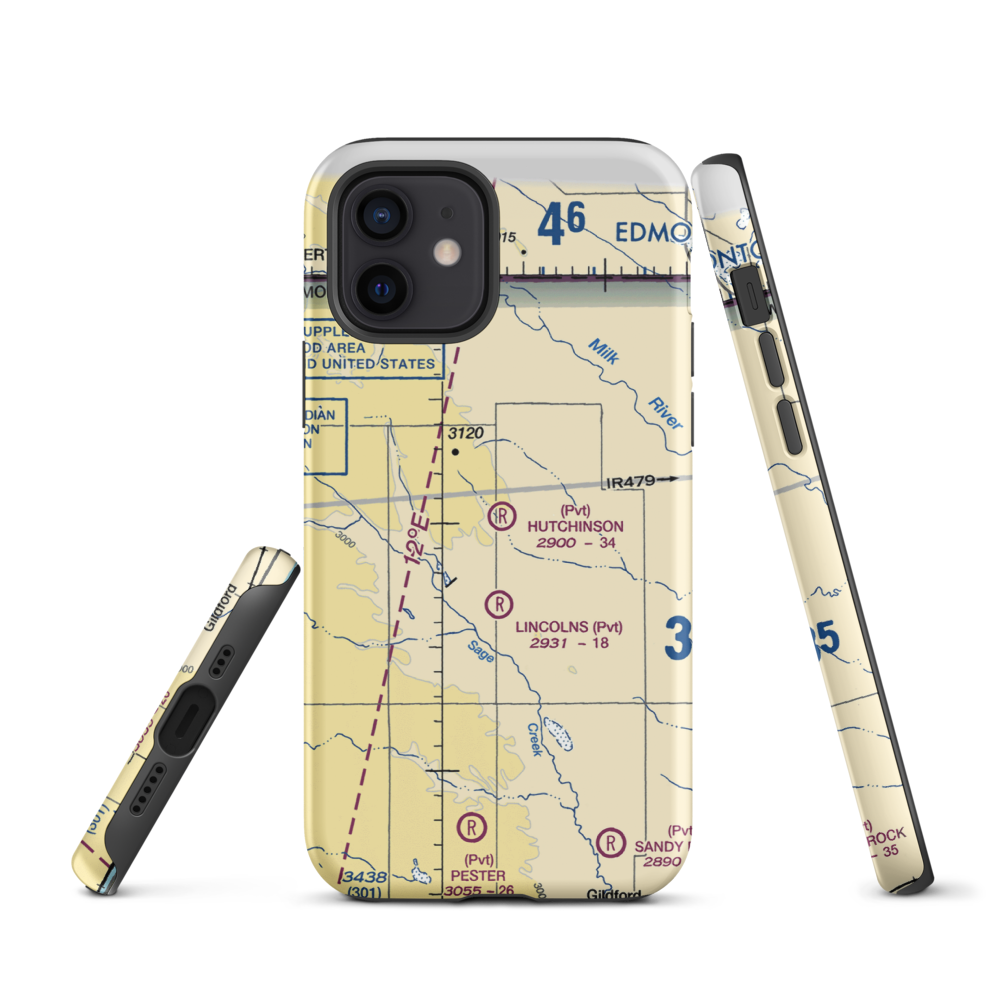 Hutchinson Airport (26MT) VFR Sectional  Tough iPhone Case iPhone 12 model shown