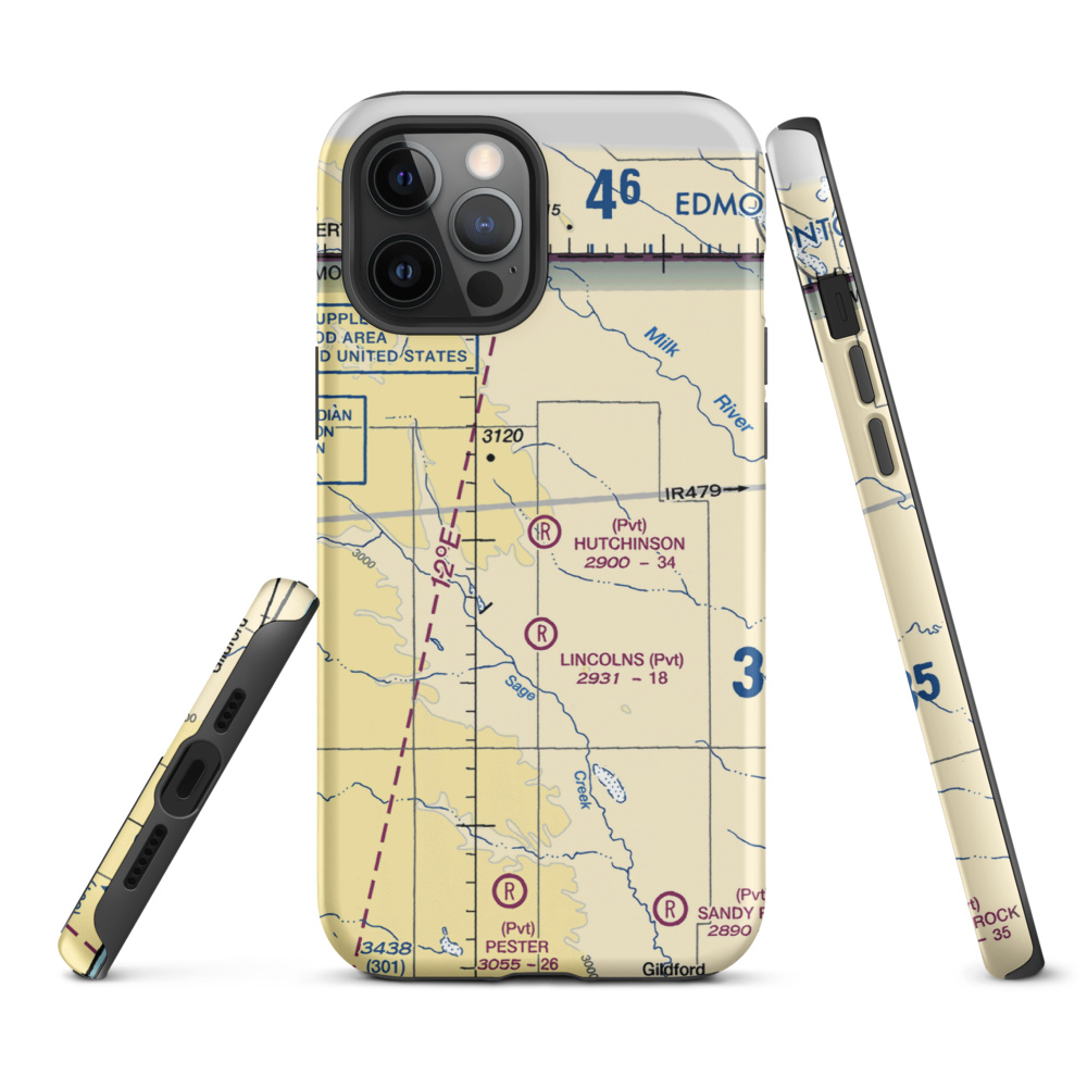 Hutchinson Airport (26MT) VFR Sectional  Tough iPhone Case iPhone 12 Pro Max model shown