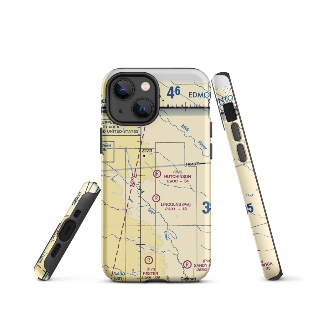 Hutchinson Airport (26MT) VFR Sectional  Tough iPhone Case iPhone 13 mini model shown