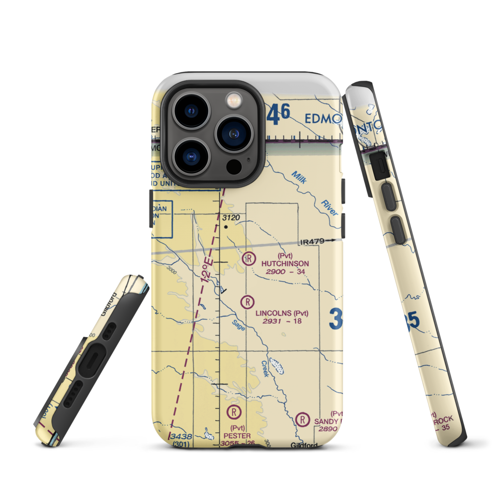 Hutchinson Airport (26MT) VFR Sectional  Tough iPhone Case iPhone 13 Pro model shown
