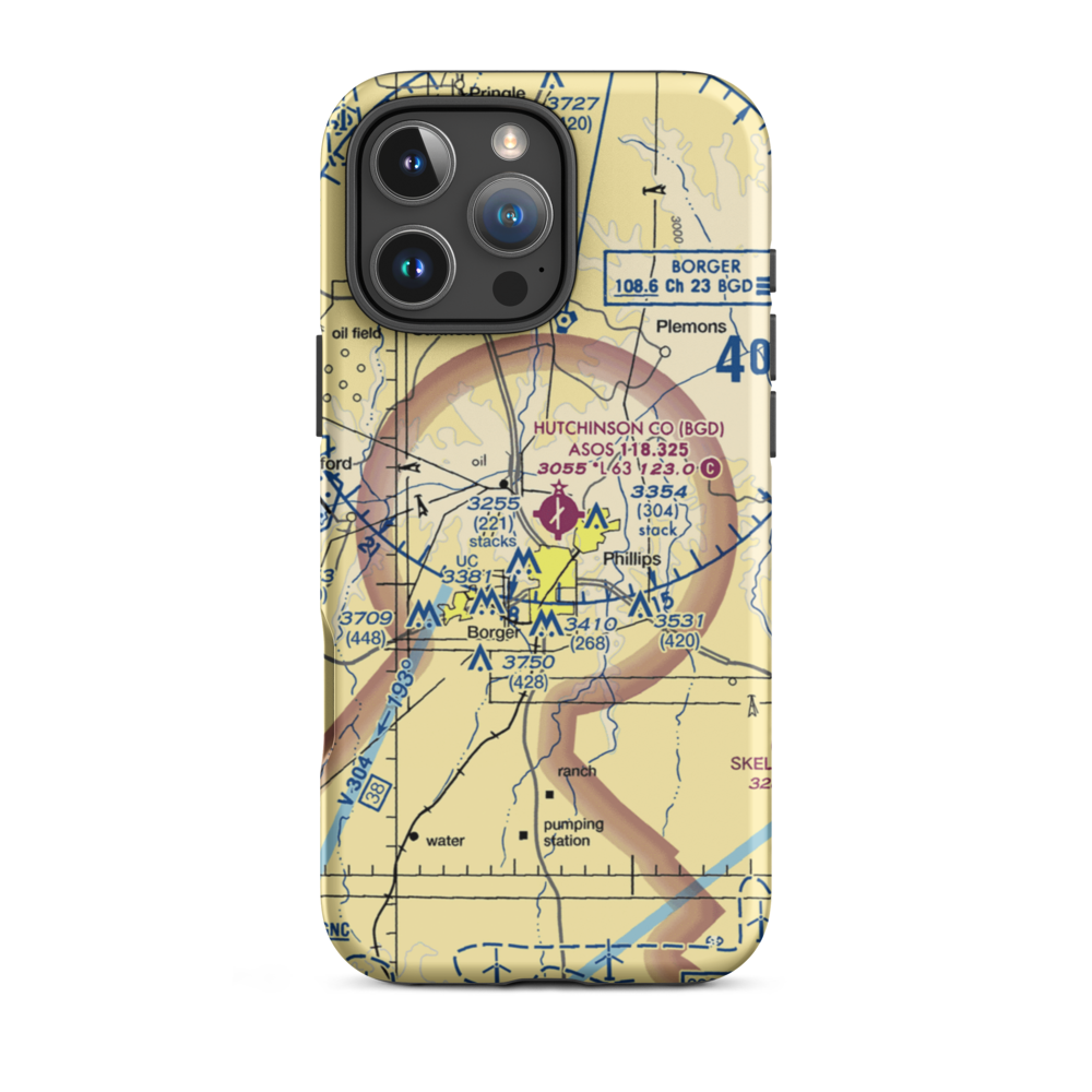 Hutchinson County Airport (BGD) VFR Sectional  Tough iPhone Case iPhone 16 Pro Max model shown