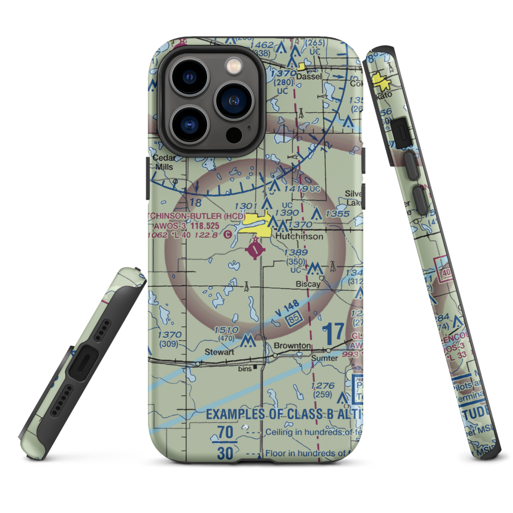 Hutchinson Municipal Butler Field (HCD) VFR Sectional  Tough iPhone Case iPhone 13 Pro Max model shown