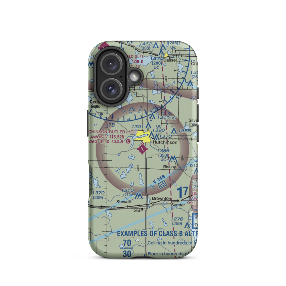 Hutchinson Municipal Butler Field (HCD) VFR Sectional  Tough iPhone Case iPhone 16 model shown