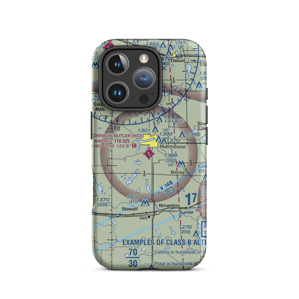 Hutchinson Municipal Butler Field (HCD) VFR Sectional  Tough iPhone Case iPhone 16 Pro model shown