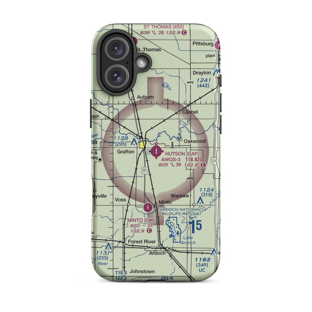 Hutson Field (GAF) VFR Sectional  Tough iPhone Case iPhone 16 Plus model shown