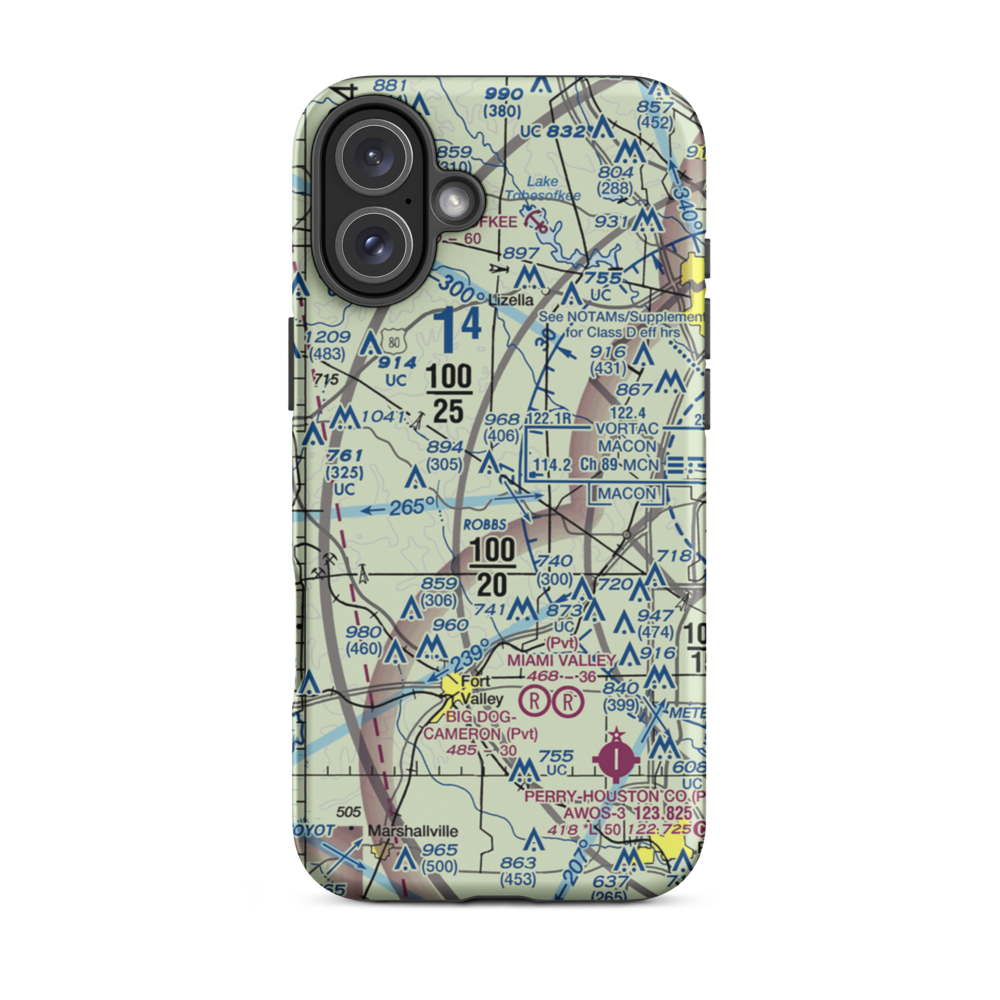 Hutto Farm Airport (GE25) VFR Sectional  Tough iPhone Case iPhone 16 Plus model shown