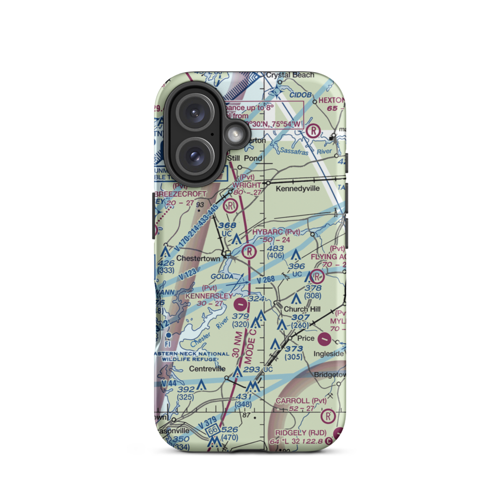 Hybarc Farm Airport (MD19) VFR Sectional  Tough iPhone Case iPhone 16 model shown