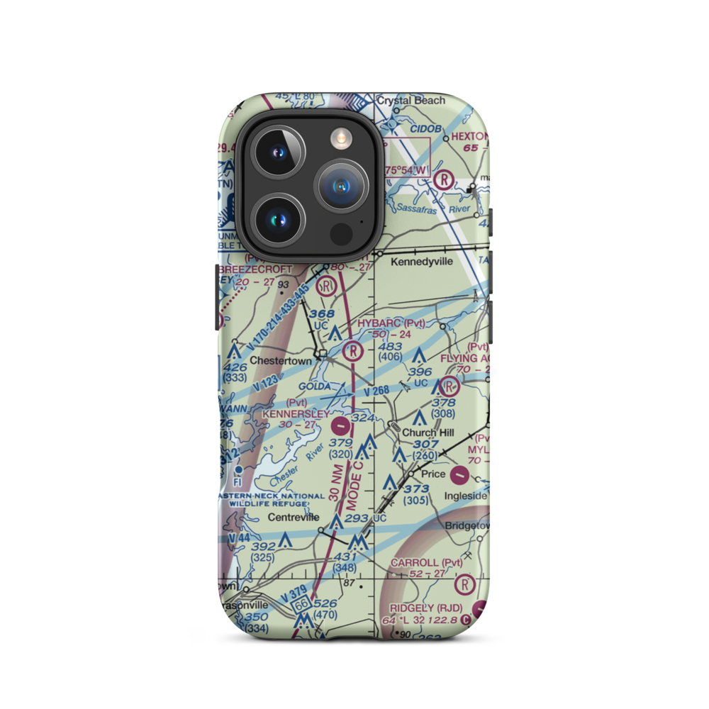 Hybarc Farm Airport (MD19) VFR Sectional  Tough iPhone Case iPhone 16 Pro model shown