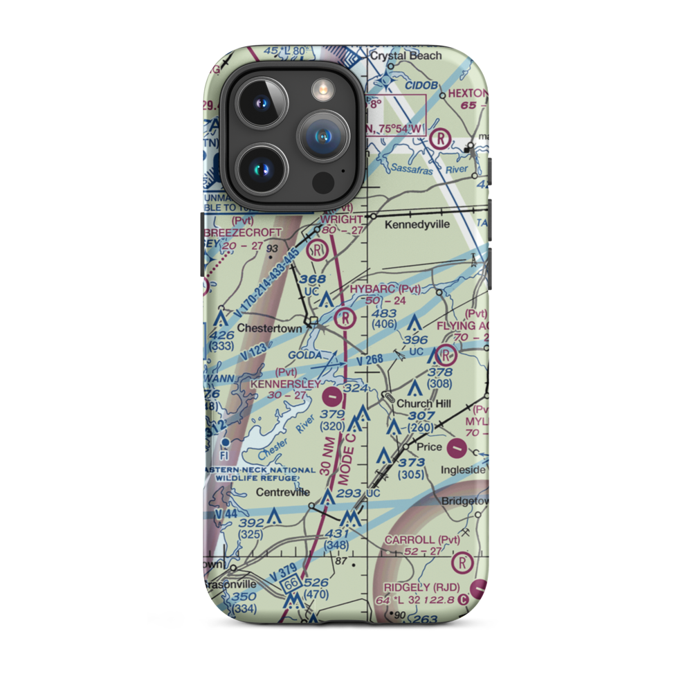 Hybarc Farm Airport (MD19) VFR Sectional  Tough iPhone Case iPhone 16 Pro Max model shown