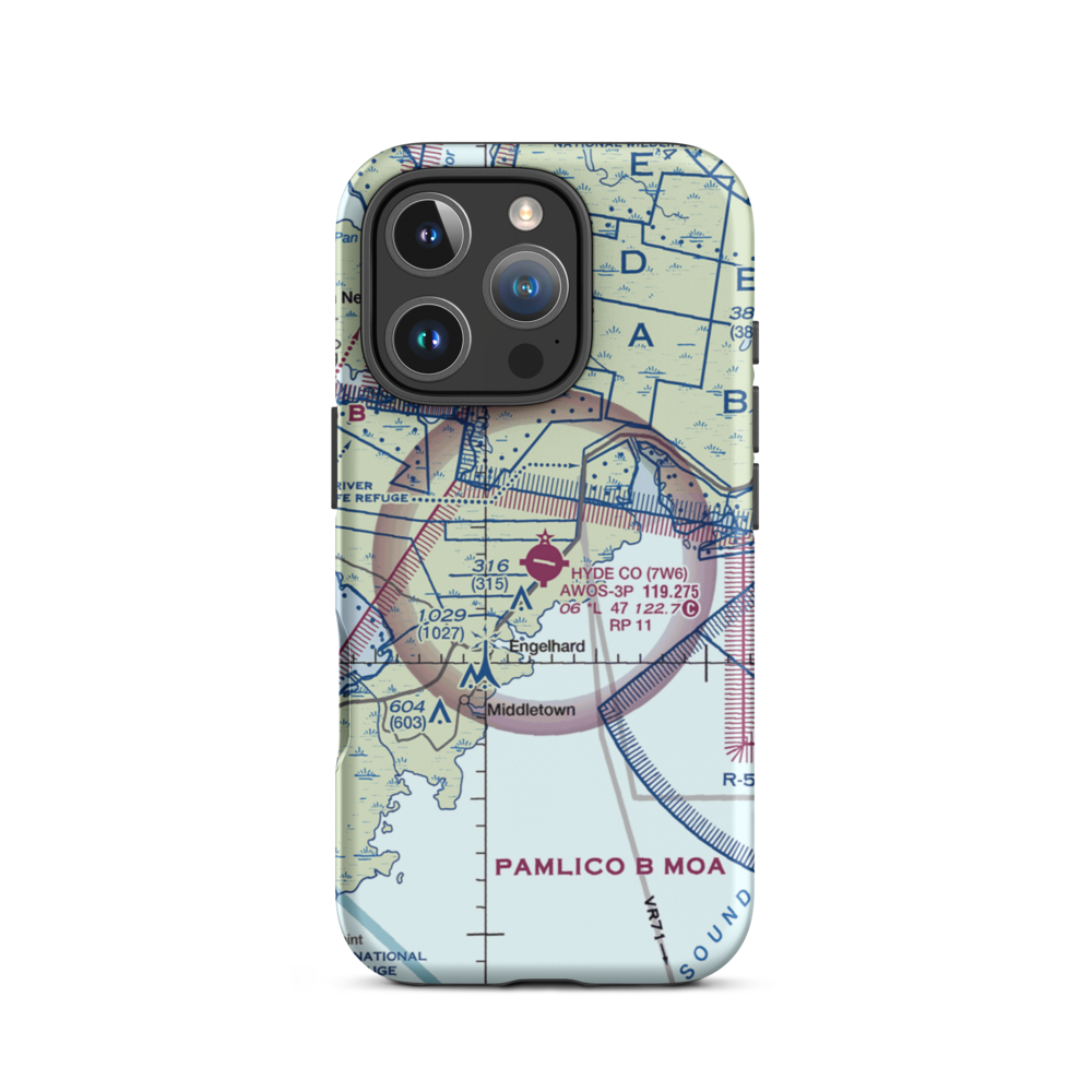 Hyde County Airport (7W6) VFR Sectional  Tough iPhone Case iPhone 16 Pro model shown