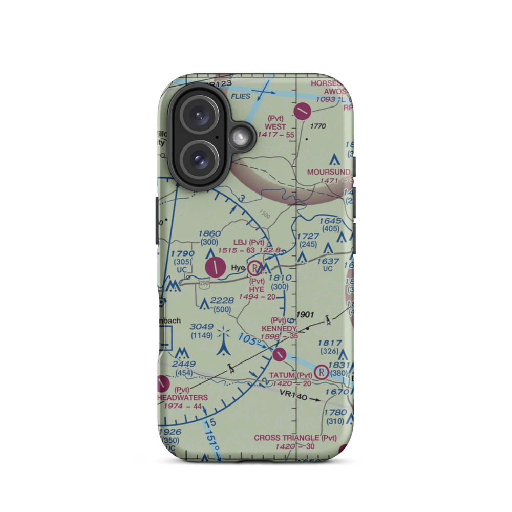 Hye Airport (0TS0) VFR Sectional  Tough iPhone Case iPhone 16 model shown