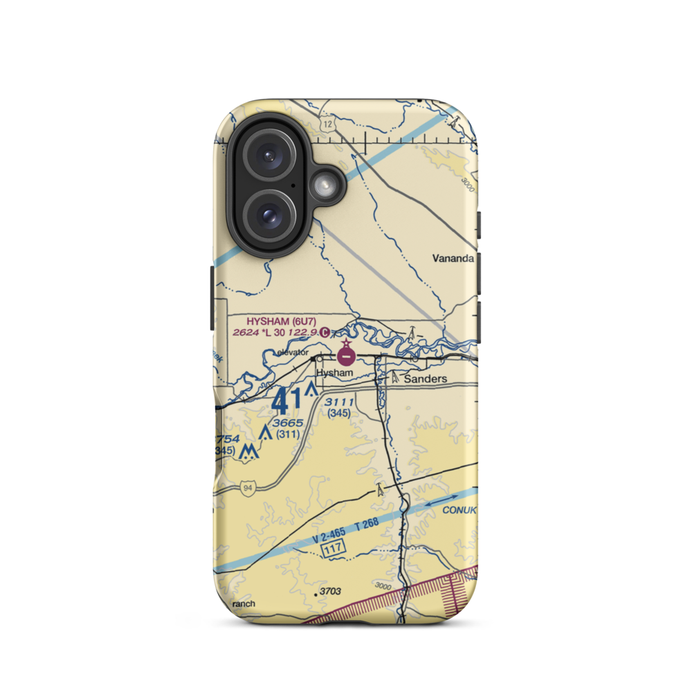 Hysham Airport (6U7) VFR Sectional  Tough iPhone Case iPhone 16 model shown