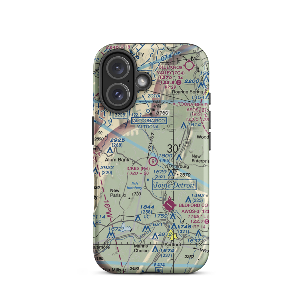 Ickes Airport (1PS0) VFR Sectional  Tough iPhone Case iPhone 16 model shown