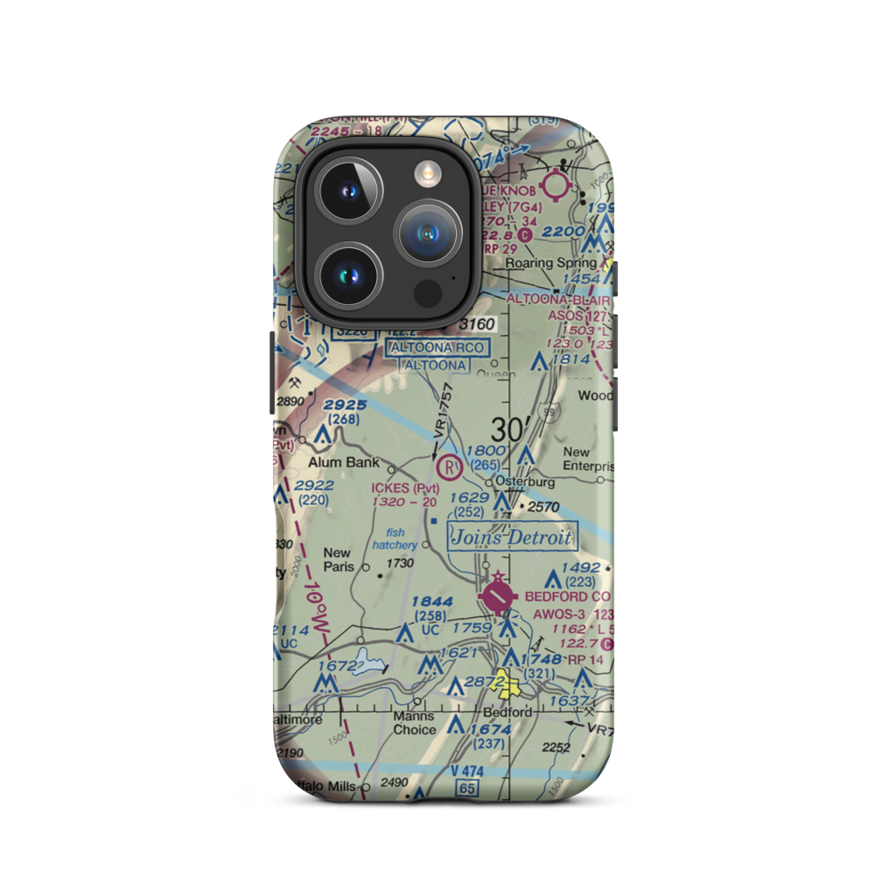 Ickes Airport (1PS0) VFR Sectional  Tough iPhone Case iPhone 16 Pro model shown