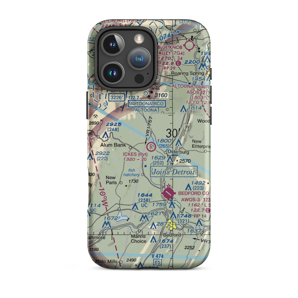 Ickes Airport (1PS0) VFR Sectional  Tough iPhone Case iPhone 16 Pro Max model shown
