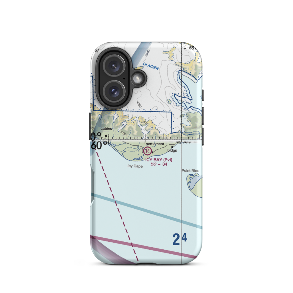 Icy Bay Airport (19AK) VFR Sectional  Tough iPhone Case iPhone 16 model shown